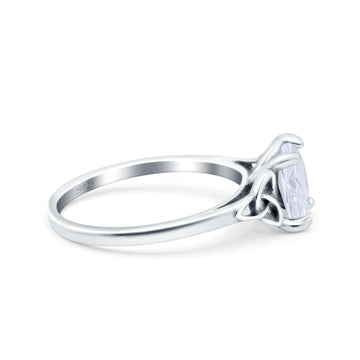 Celtic Art Deco Wedding Bridal Ring Round Simulated Cubic Zirconia 925 Sterling Silver